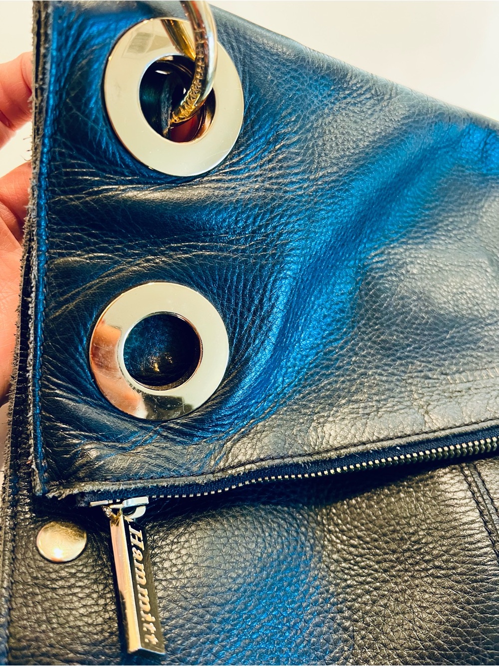 Hammitt Black Leather Crossbody with Gold Grommet Hardware - Picture 5 of 6